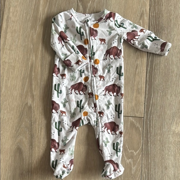 Caden Lane Other - Caden Lane White and Brown Footies with Woodland Animal Print
